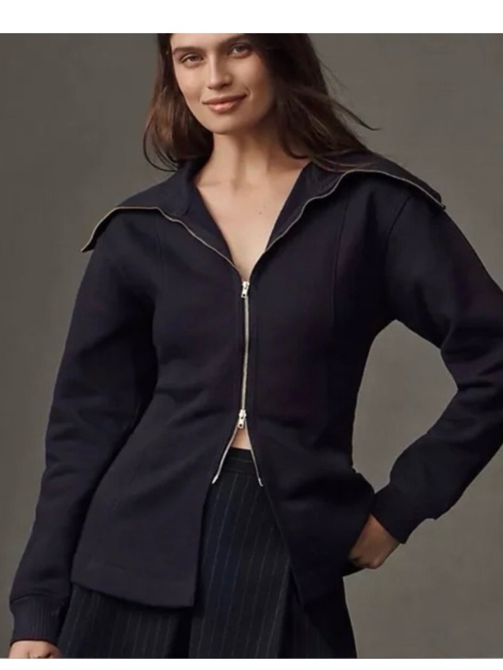 Anthropologie MAEVE LONG-SLEEVE ZIP-FRONT TOP
